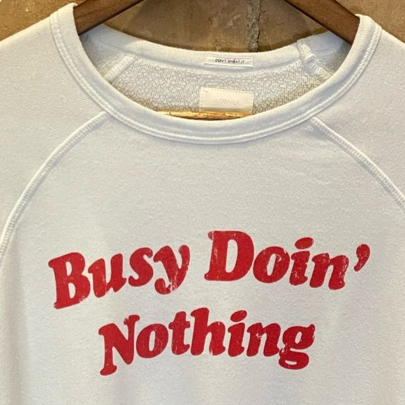 MOTHER Busy Doin Nothing light blue crew neck sweatshirt Sz XS - Picture 7 of 7